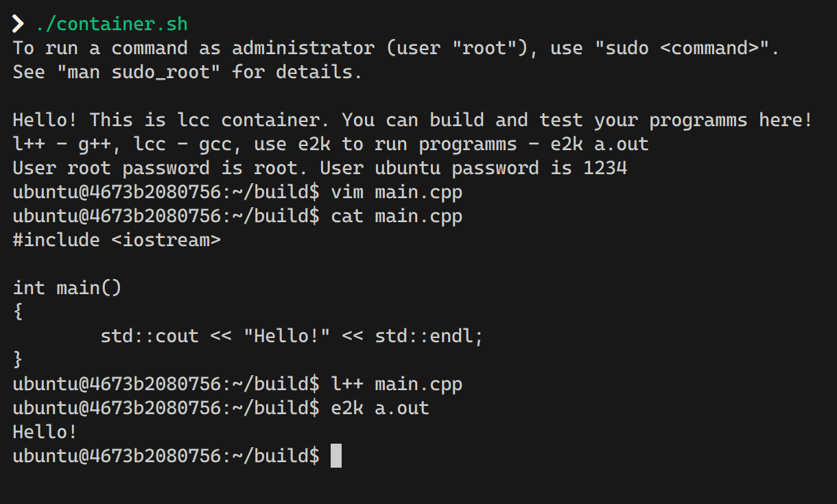 Рабочий контейнер на Linux