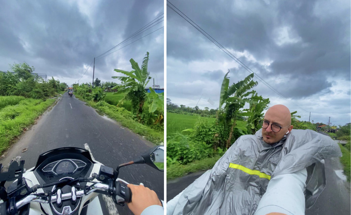 Я езжу на байке даже в сезон дождей. 