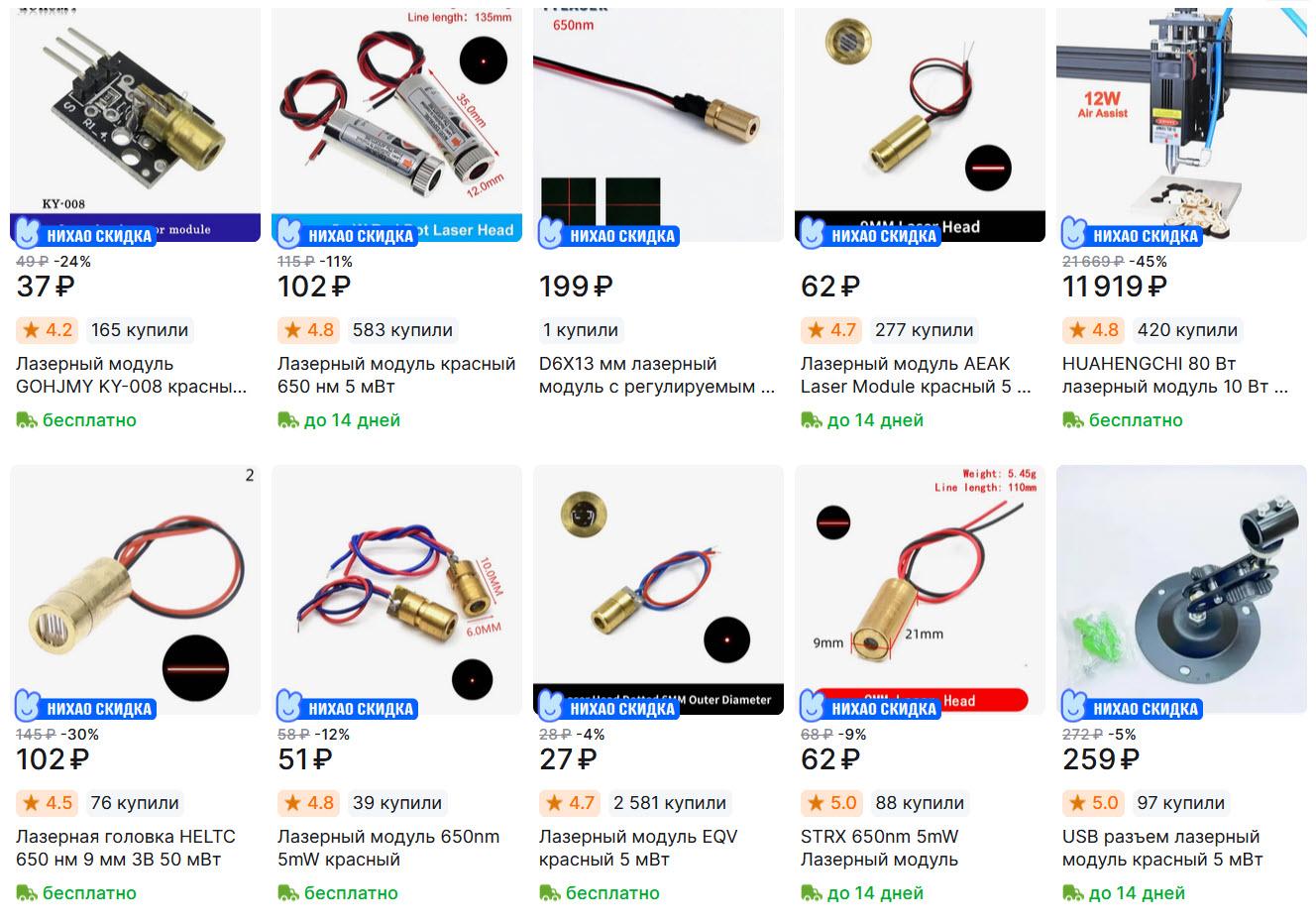 Рис. 17. Лазерные модули (пример из открытого источника)  