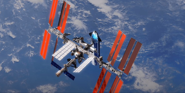 Та самая Международная Космическая Станция. И по сей день на орбите
