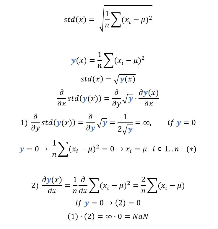 Производная от стандартного отклонения