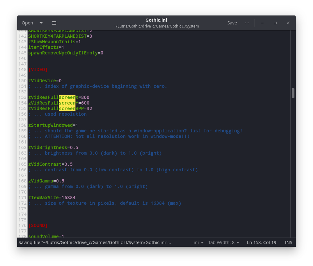 Меняем настройки запуска готики
