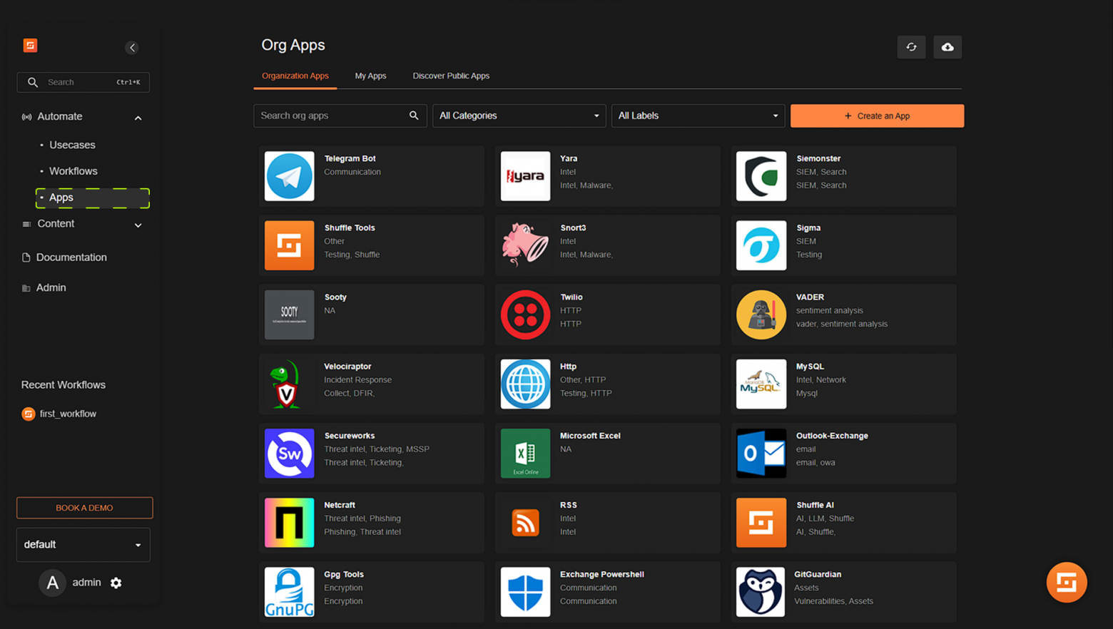 Список приложений из коробки