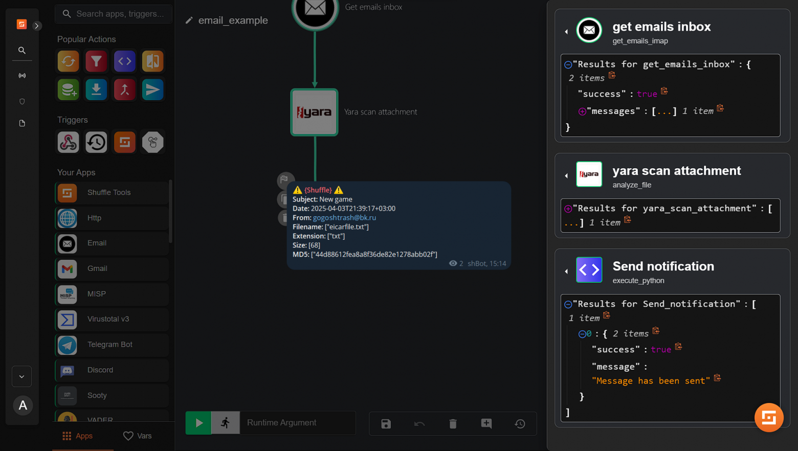 Уведомление в Telegram
