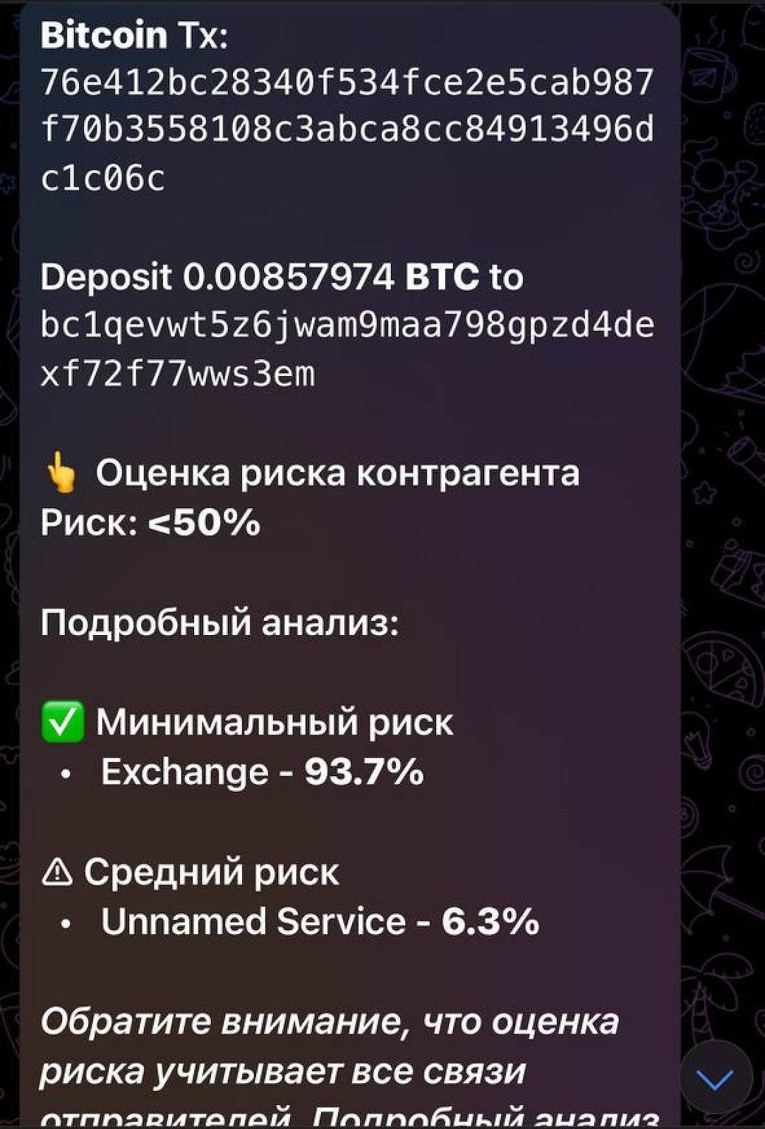 Пример отчёта AMLbot