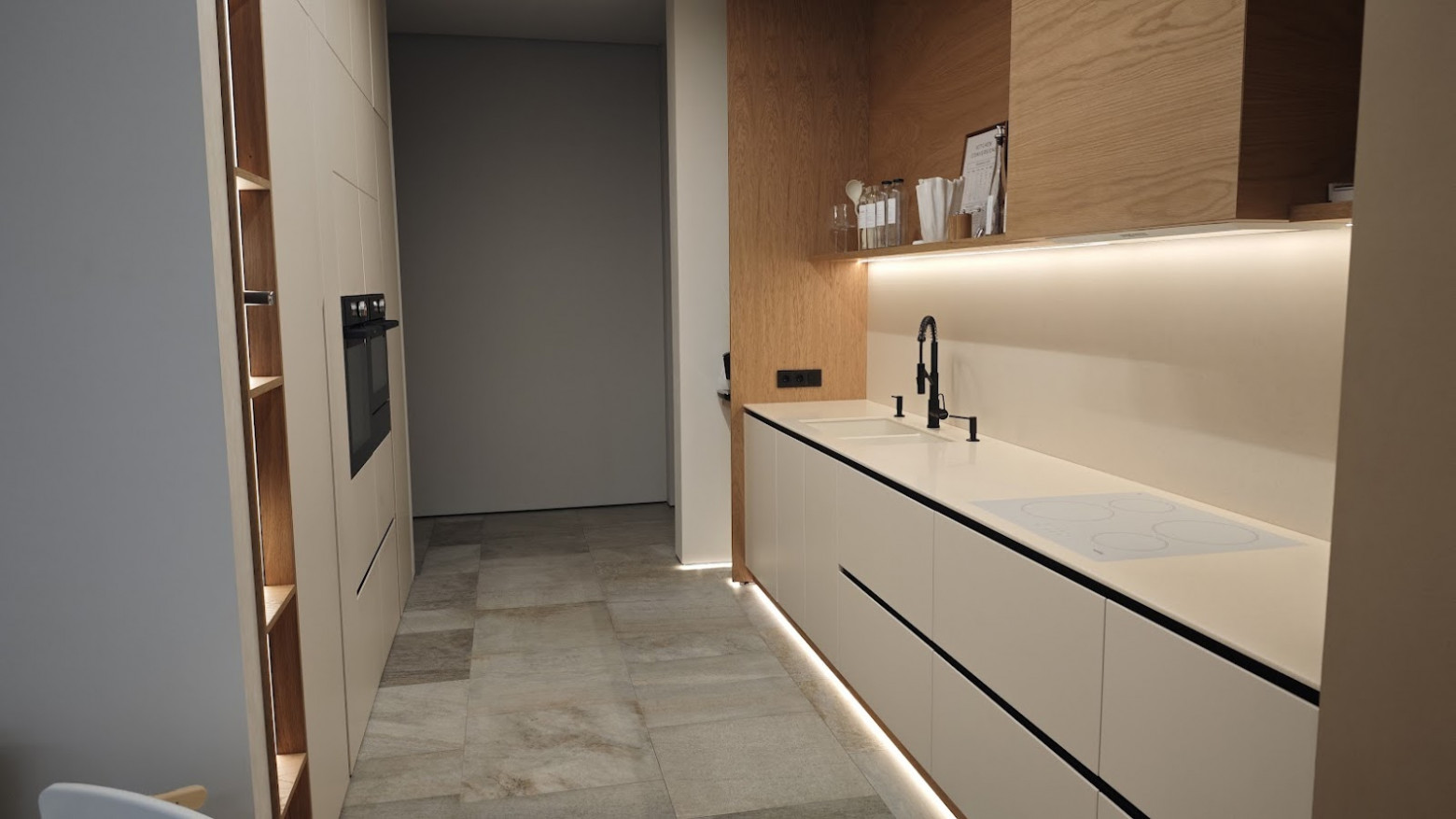 На тот момент мне казалось, что сама идея подсветки шкафов скорее излишество, чем необходимость, но, когда мы засветили первую кухню – я понял, что недооценивал удобство “светового” функционала в мебели: в любое время дня, при любом освещении, без лишних телодвижений ты получаешь мягкий свет в шкафу, когда хочешь там что-то найти. А какой простор для креатива инженеру!