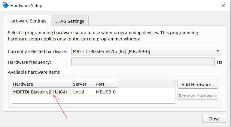 Программатор MBFTDI в среде Altera Quartus Prime