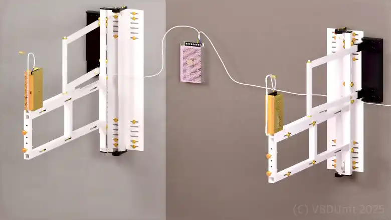 По три сегмента на боковых теликах + два на центральном