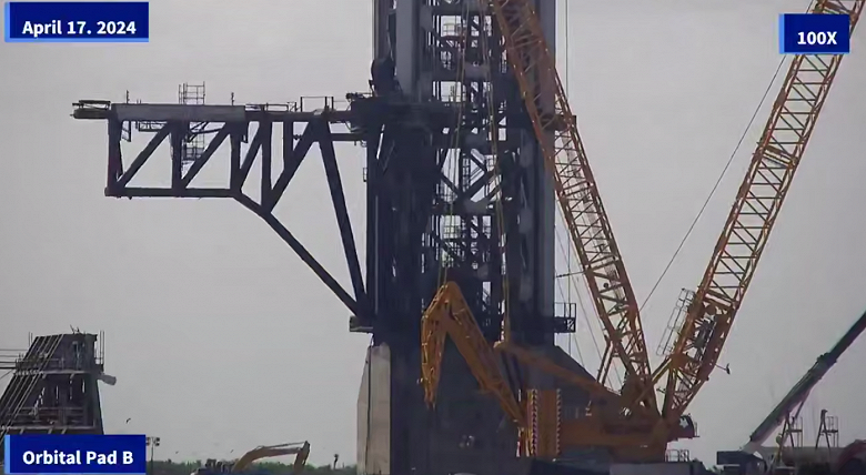 Mechazilla размахивает лапами, новая пусковая площадка засветилась на фото: SpaceX готовится к следующему старту гигантской ракеты Starship