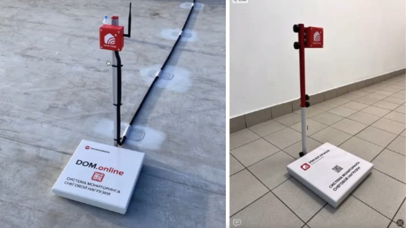 Мы выпускаем два типа датчиков: проводные и беспроводные на батарейках. Слева — проводной датчик. Справа — беспроводной. Каждый датчик весит 15 кг. Поэтому датчик устанавливают без дополнительных креплений. Датчики не сползают даже на наклоне.