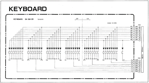 Рис.1 Участок схемы платы “MAIN BOARD“ отвечающий за функции клавиатуры.
