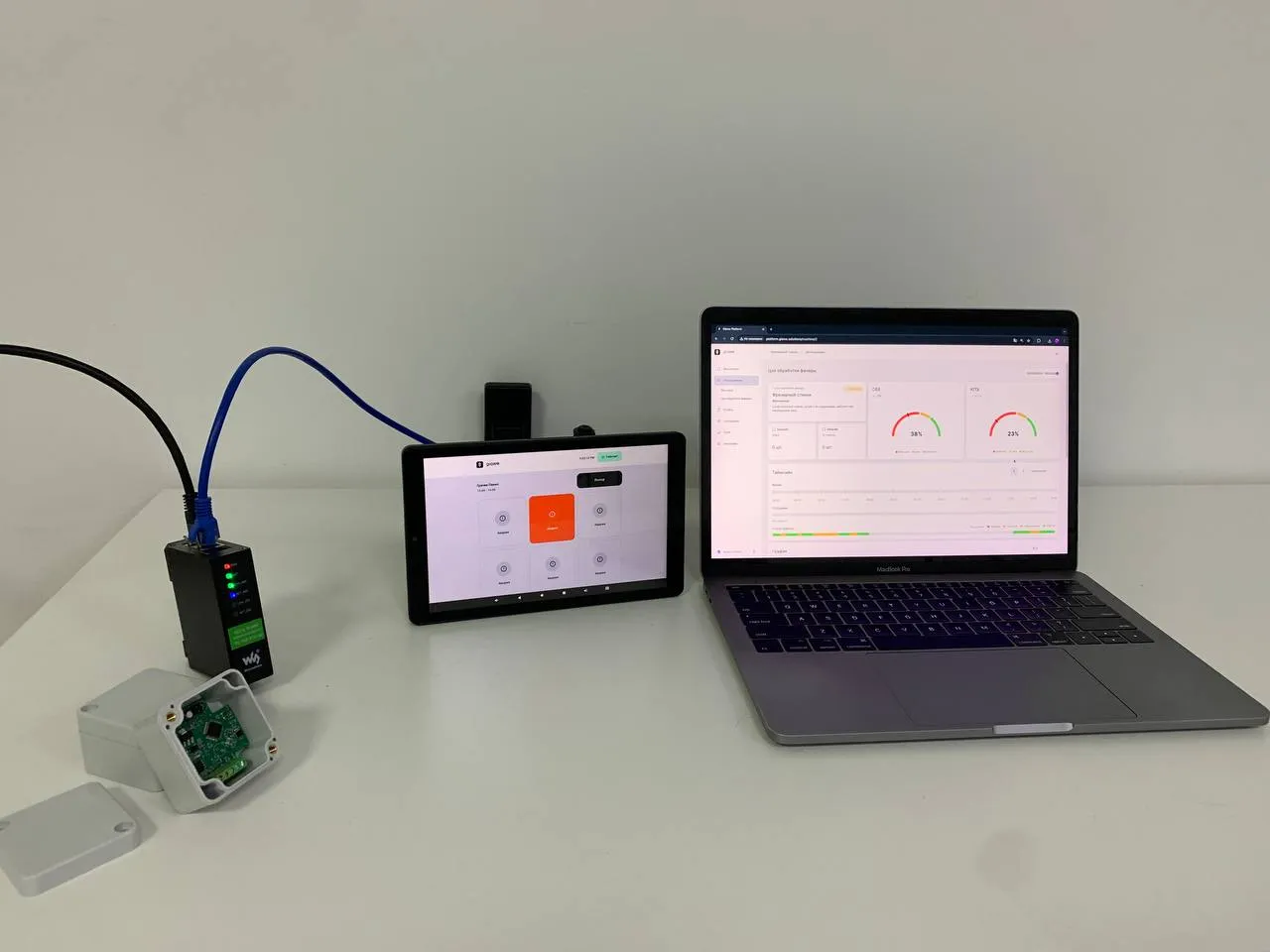 Все компоненты системы на фото. По итогу весь этот комплект и был интегрирован на производство.