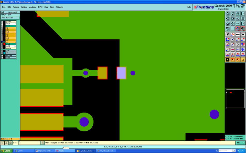 Пример неправильно дизайна подключения контактных площадок.
