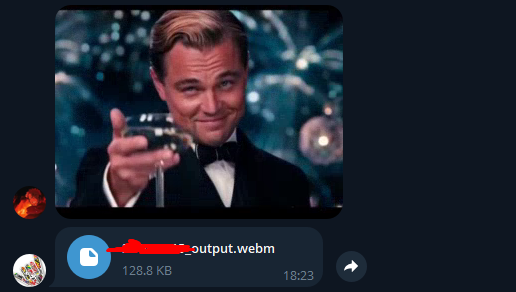 Так выглядели первые тесты, бот называл файл используя ID аккаунта