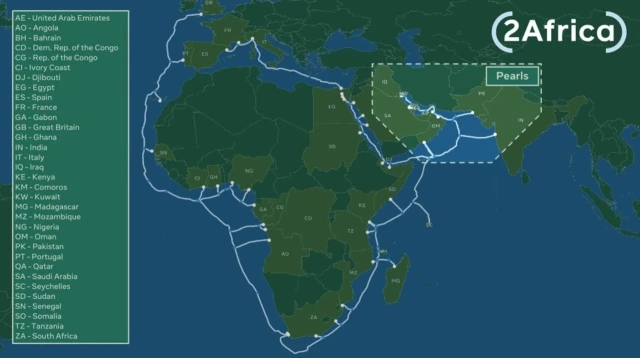 Карта проекта 2Africa