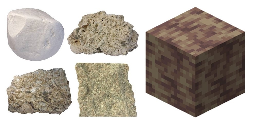 Блок "капельник" и горная порода известняк.