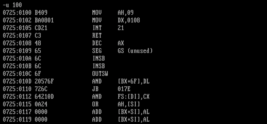 Дизассемблированная программа