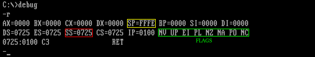 Отображение регистров в отладчике