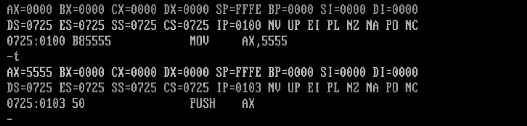 В AX загружено 5555h