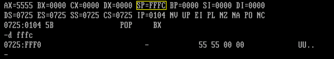 По смещению FFFC видим байты константы 5555h