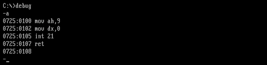 Вернулись в режим команд отладчика