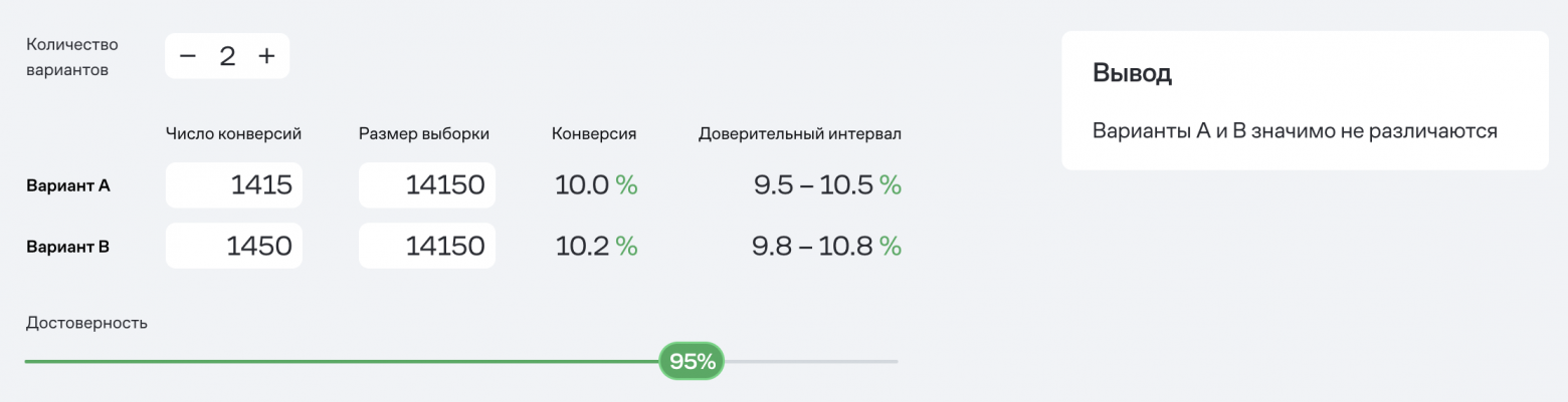 Расчет стат.значимости для примера №2
