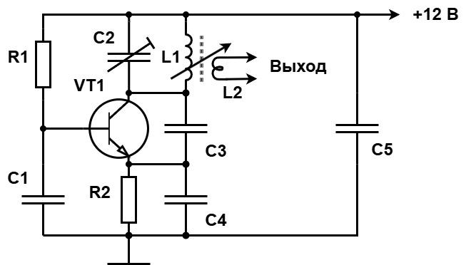 Рис. 15. Генератор Колпитца на транзисторе ГТ311