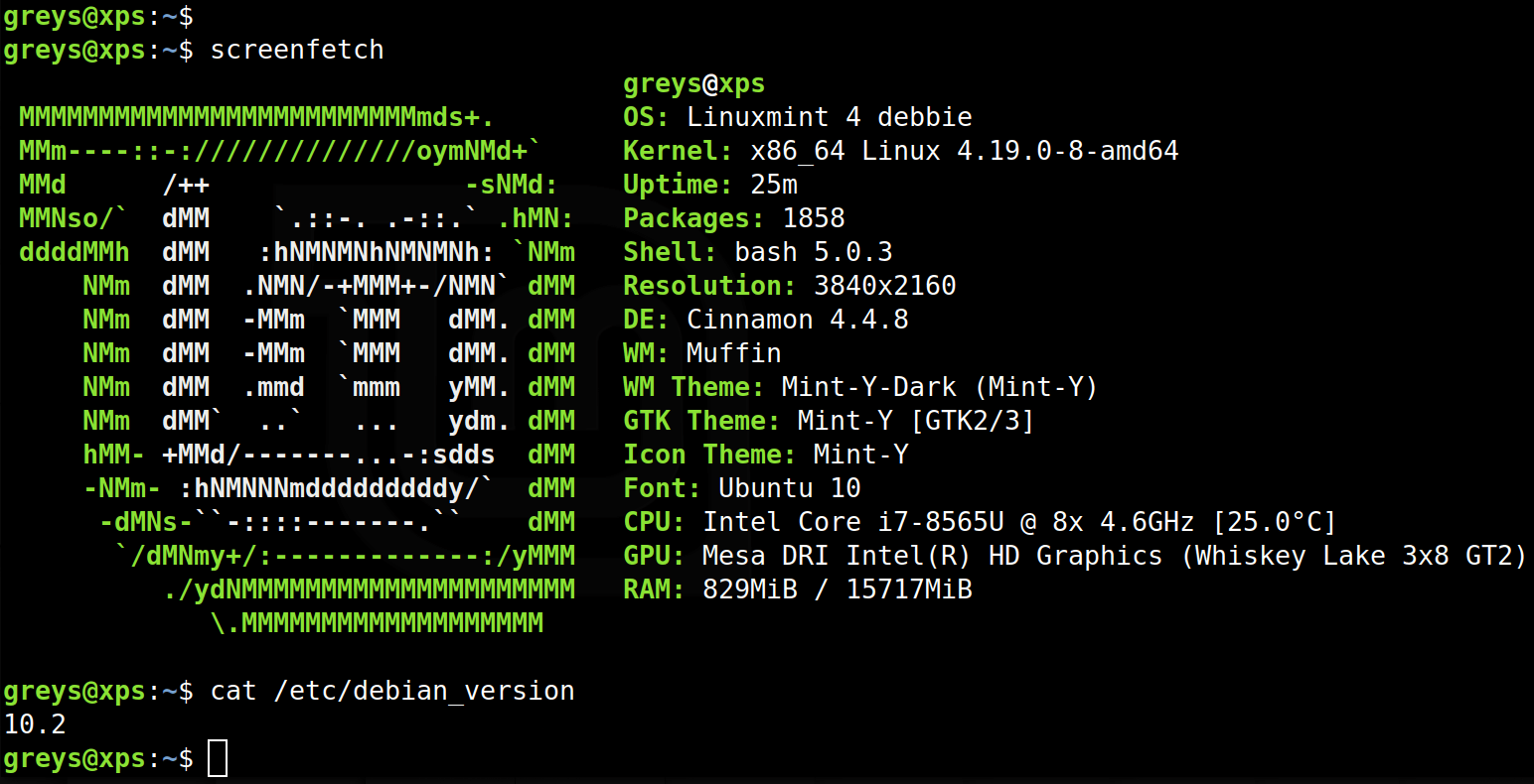 Скриншот neofetch на LinuxMint из интернета