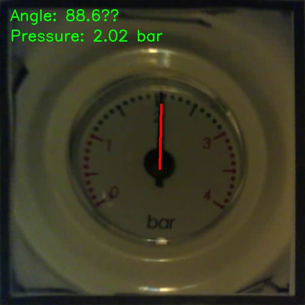 Поиск стрелки и определение давления по углу отклонения стрелки