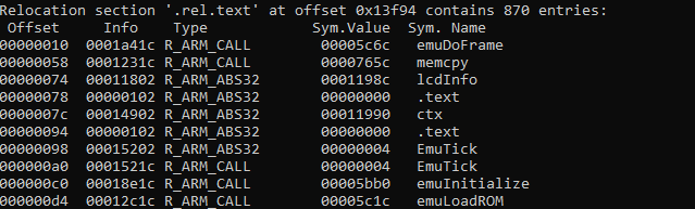 Пример релокаций для эмулятора NES