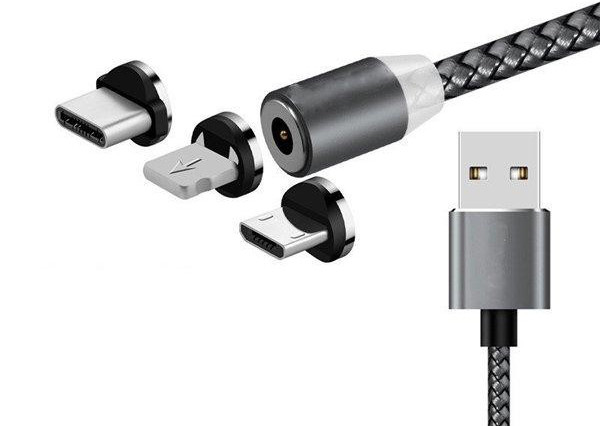 Вот так выглядит кабель с магнитной насадкой. Если даже дернуть кабель, обрывается не порт, а отключается магнитный коннектор