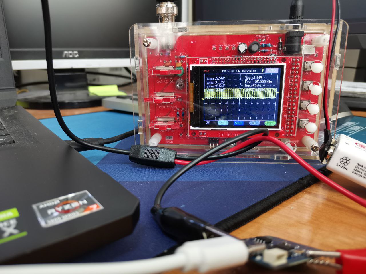 На удивление esp выдала почти стабильную частоту 125 кГц, далеко не идеальную, но считыватель на ней завелся