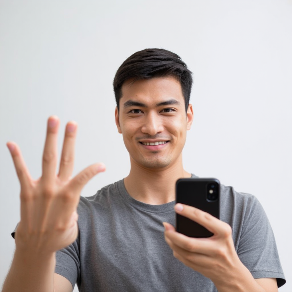 Реальный человек фотографирует себя