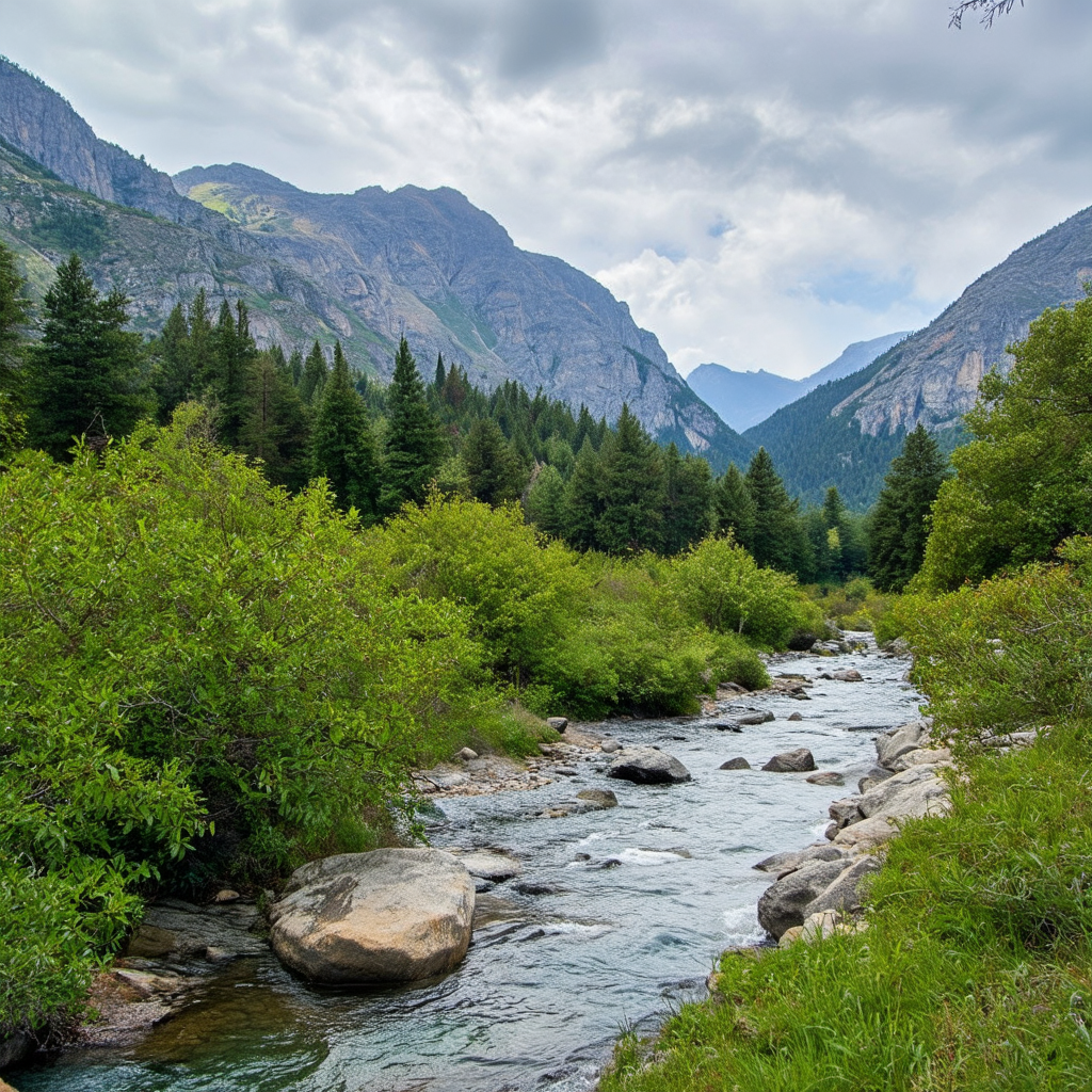 beautiful landscape, [[high mountains]], (river:2)