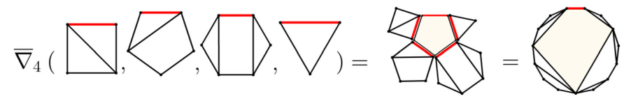 Пример соединения четырёх многоугольников.