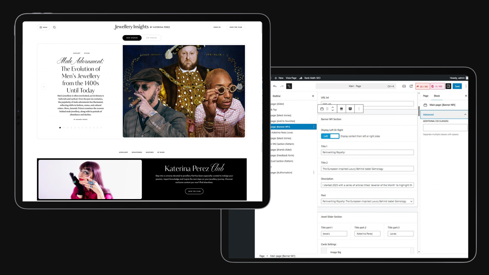 Слева рендер, справа админка