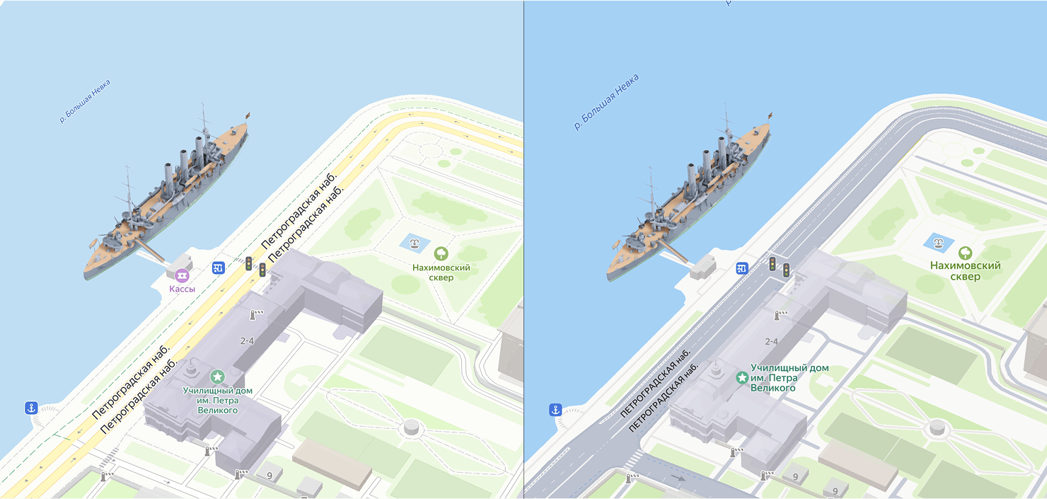 Было и стало: город стал выглядеть «сочнее», лучше дружить с 3D‑достопримечательностями и подробными дорогами
