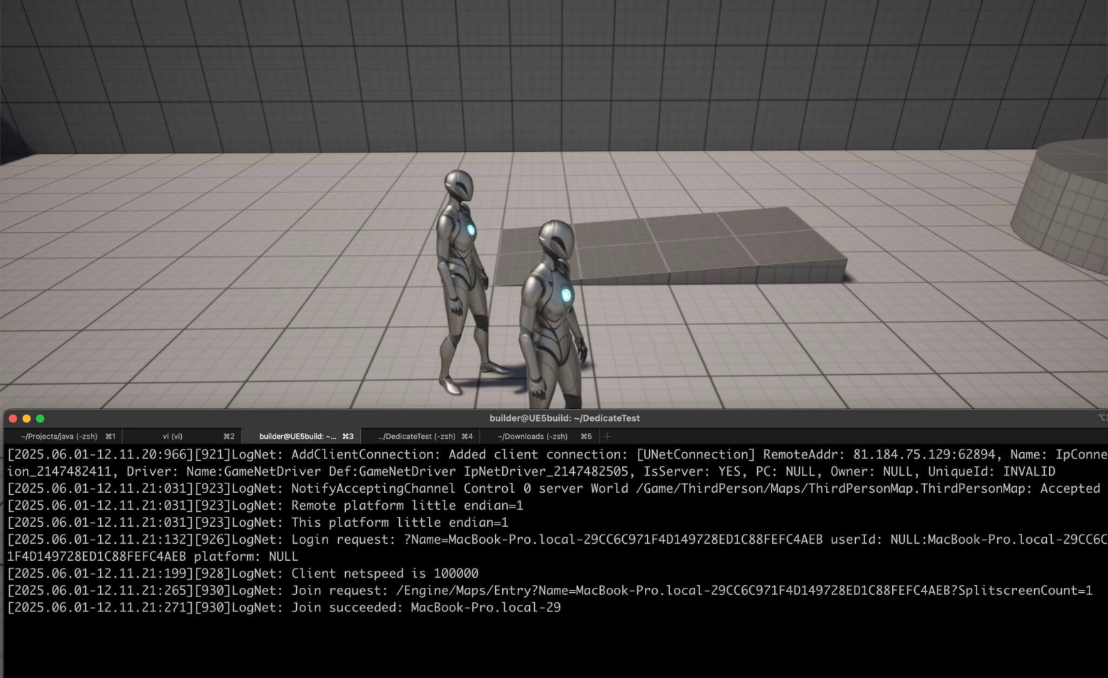 Подключенные два клиента на сервере