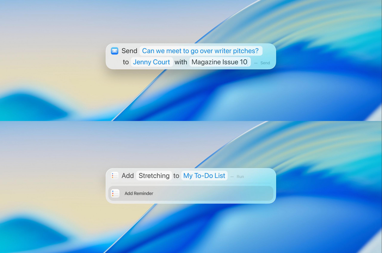 Новые действия прямо из Spotlight: создание заметок, отправка писем, запуск подкастов и многое другое – просто сразу с поисковым запросом укажите желаемое действие.