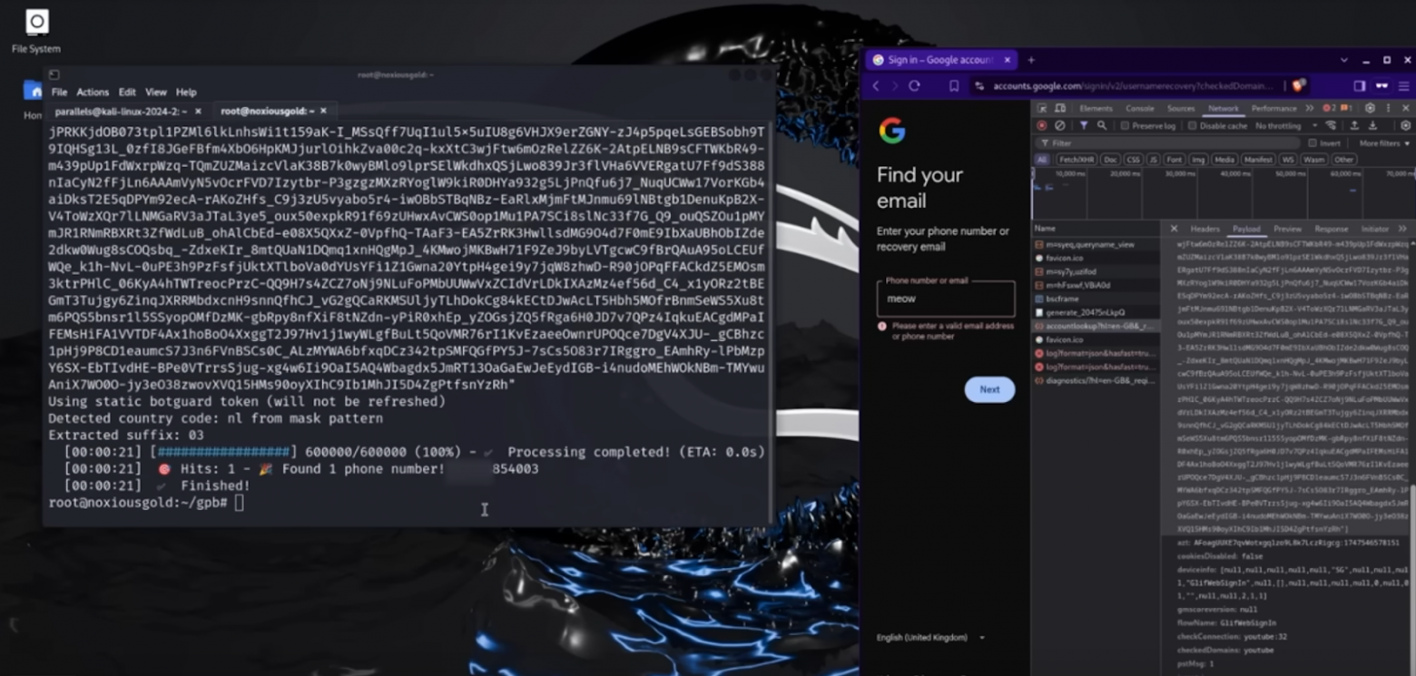 Брутфорс телефонного номера любого пользователя Google - 6
