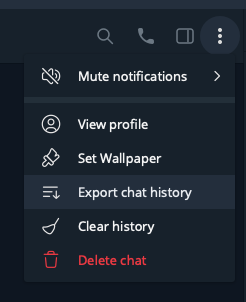 Нажимаем кнопку  "Экспорт истории чата"
