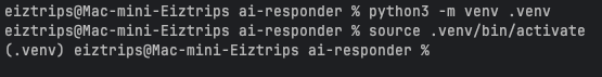 если вы все сделали правильно, появится надпись (.venv) если вы все сделали правильно, появится надпись (.venv)
