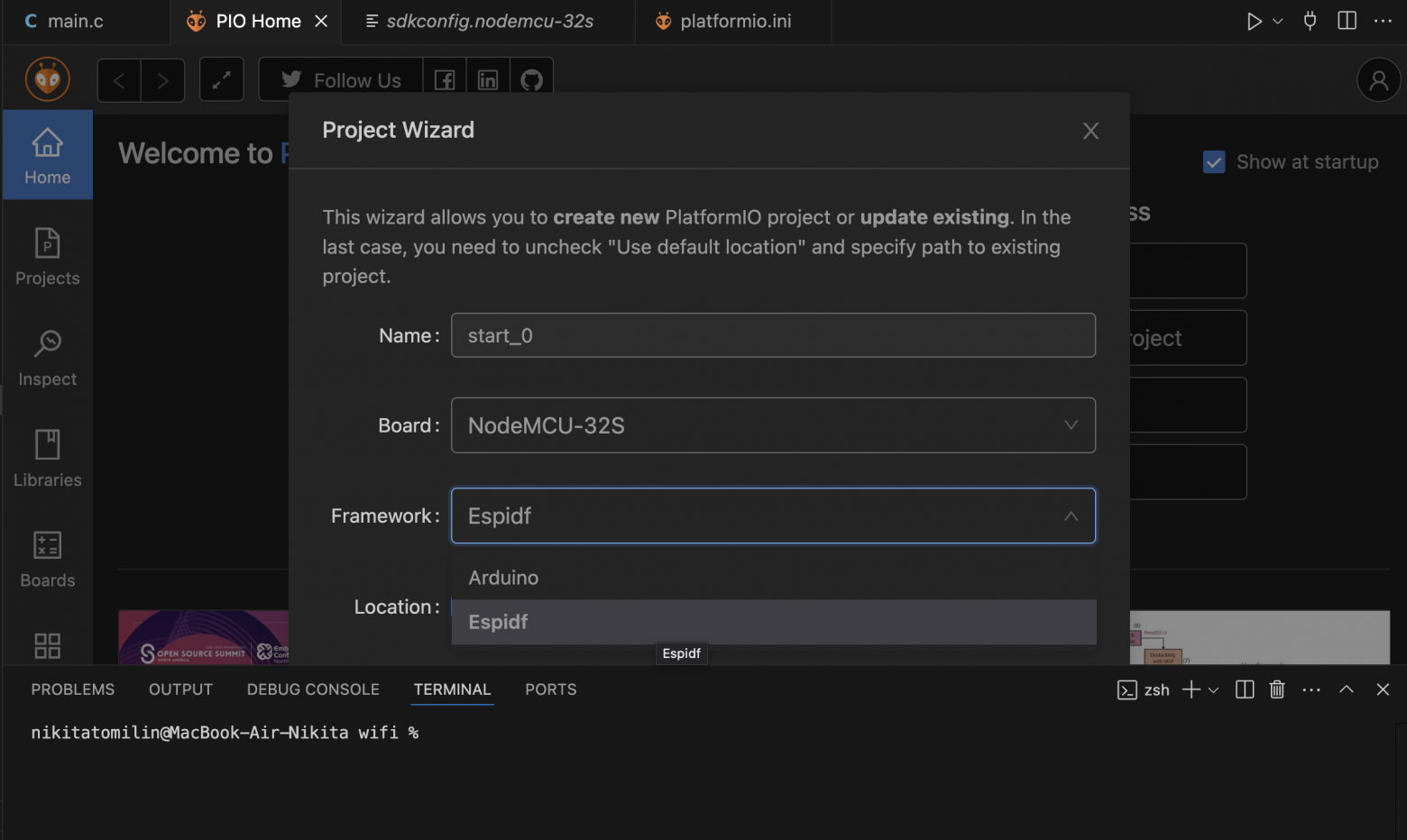 Framework: ESP-IDF