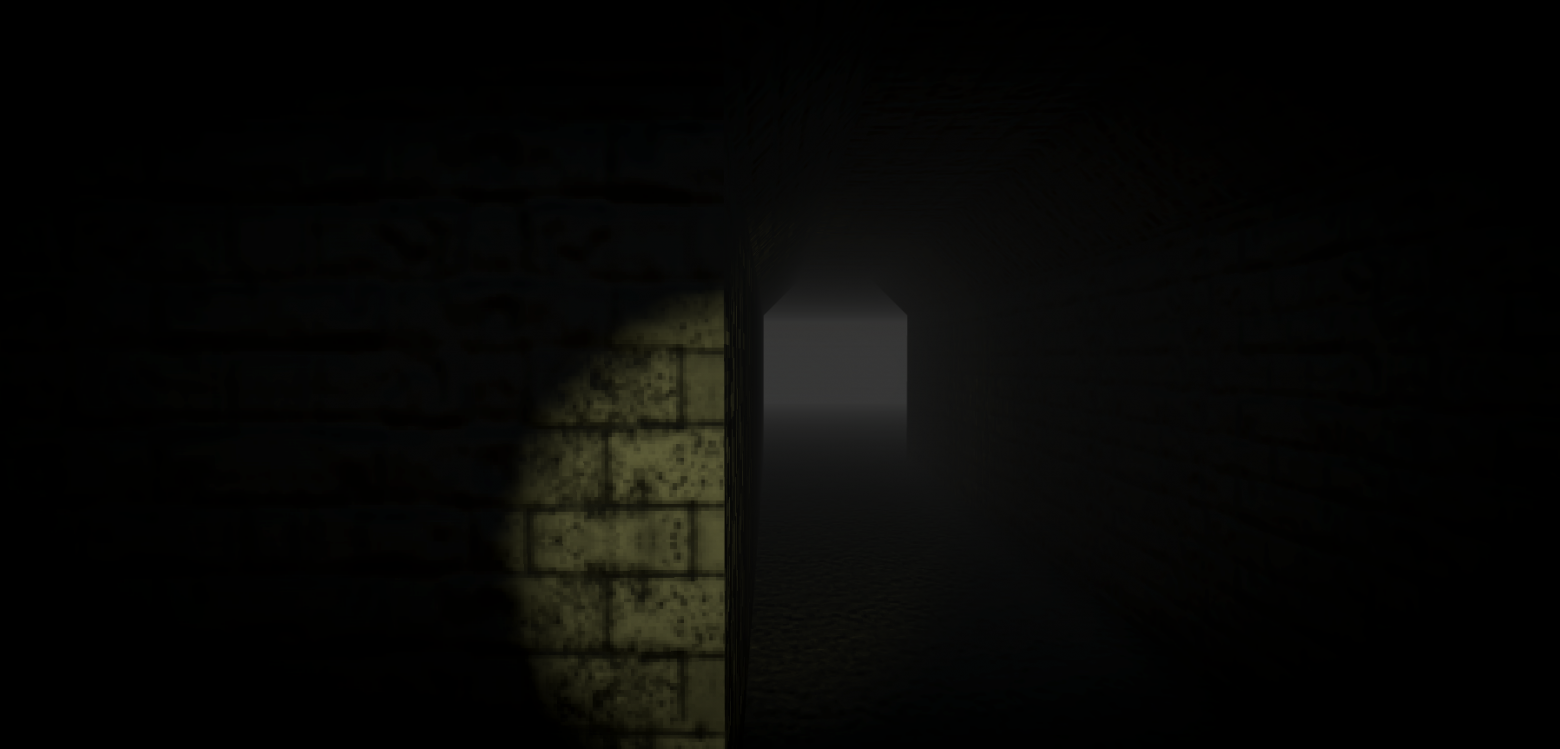 Запущенный проект, добавлен туман и фонарик