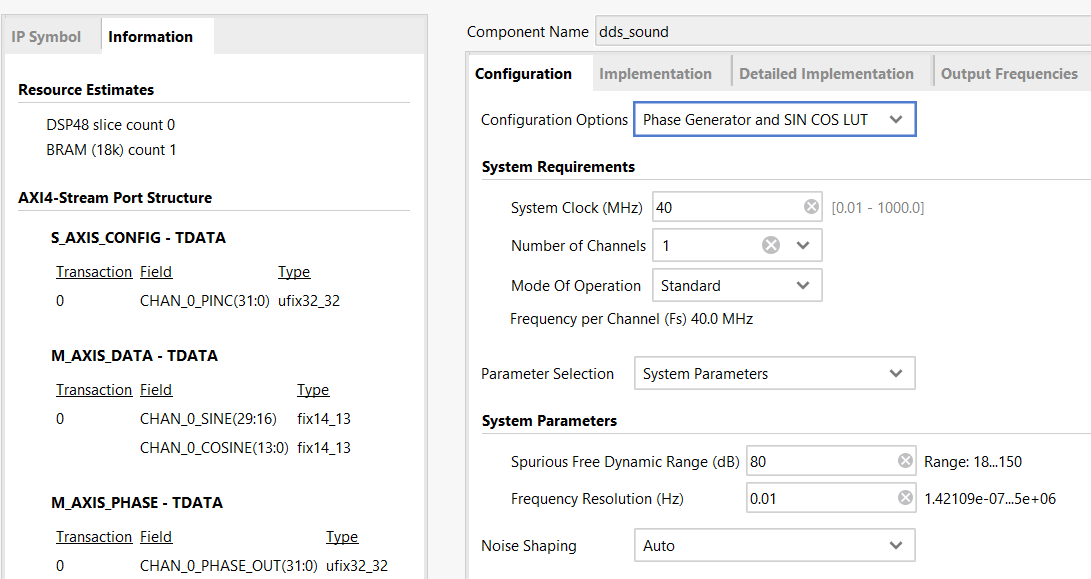 Настройки DDS