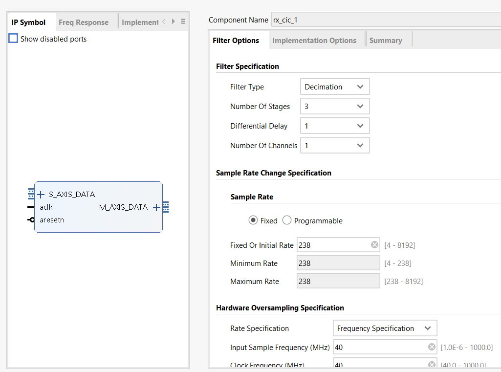 Настройки CIC1