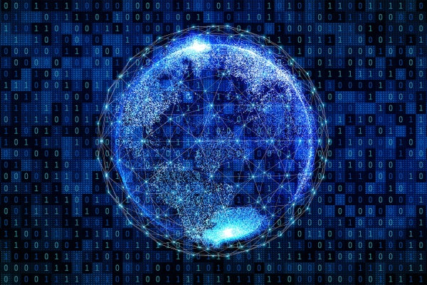 Earth with Programming Code Around It