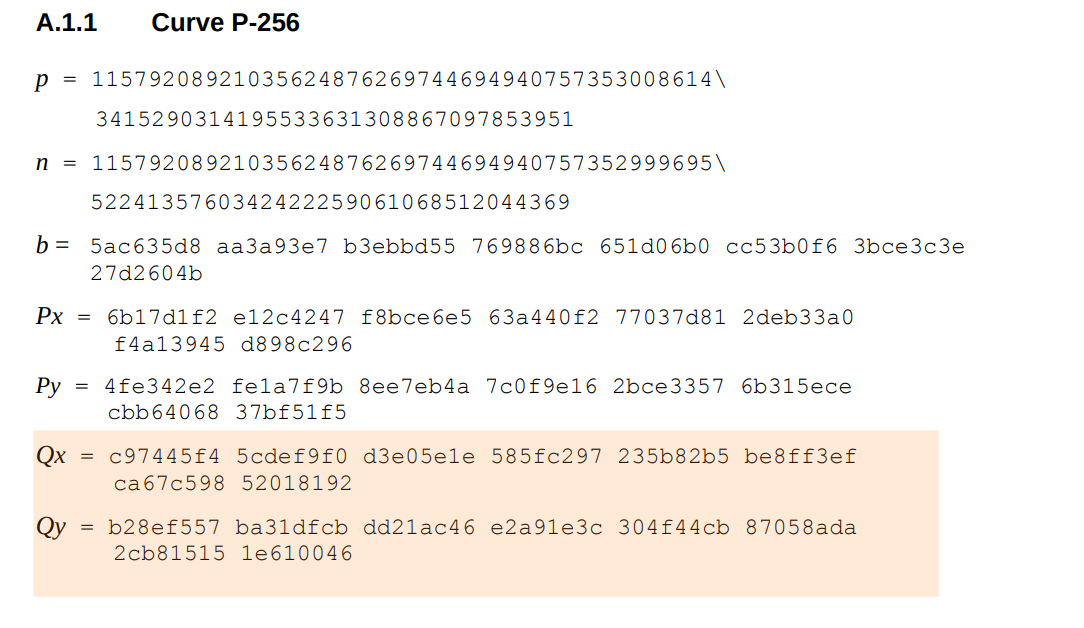 Q и другие константы NIST SP 800-90 (2006)