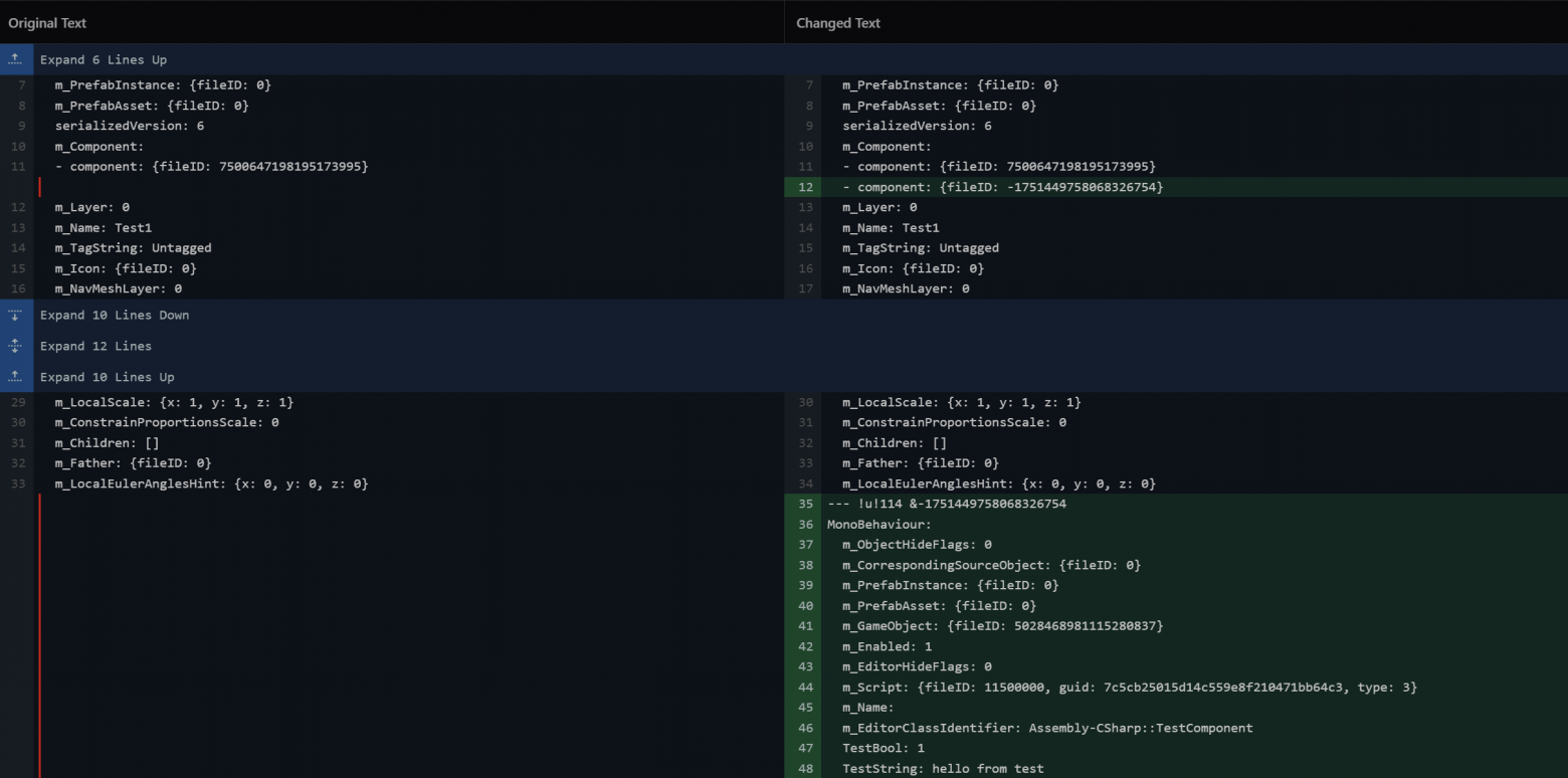 Пример изменений в файле формата Text