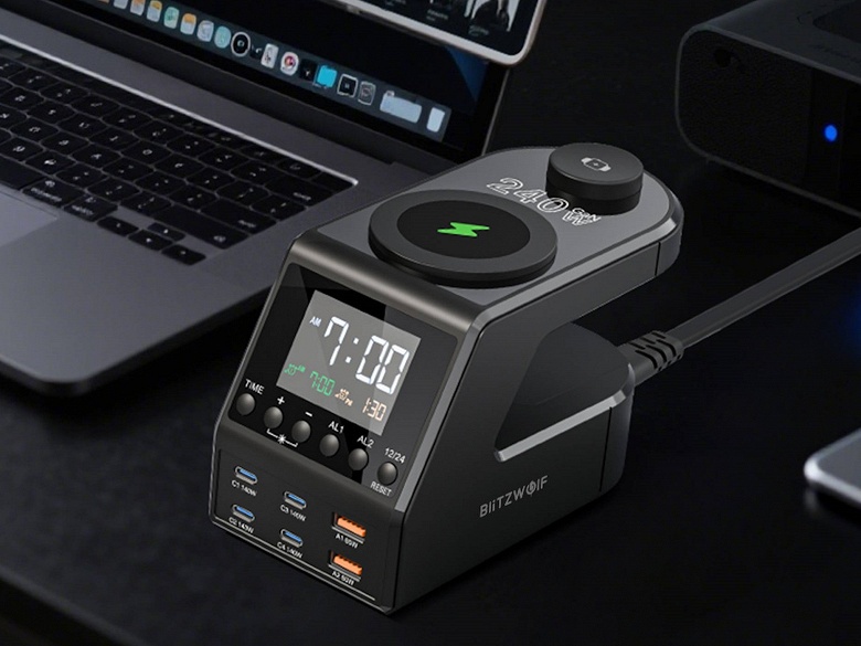 45 долларов и 240 Вт, чтобы зарядить все домашние гаджеты: Blitzwolf представила зарядную станцию с 6 портами USB, двумя беспроводными зарядками и встроенным экраном